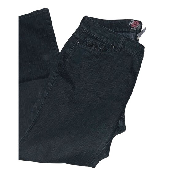 High Sierra Vintage y2k Mid Rise Embellished Pocket Denim Jeans Sz 16 Womens Bla - Picture 4 of 12